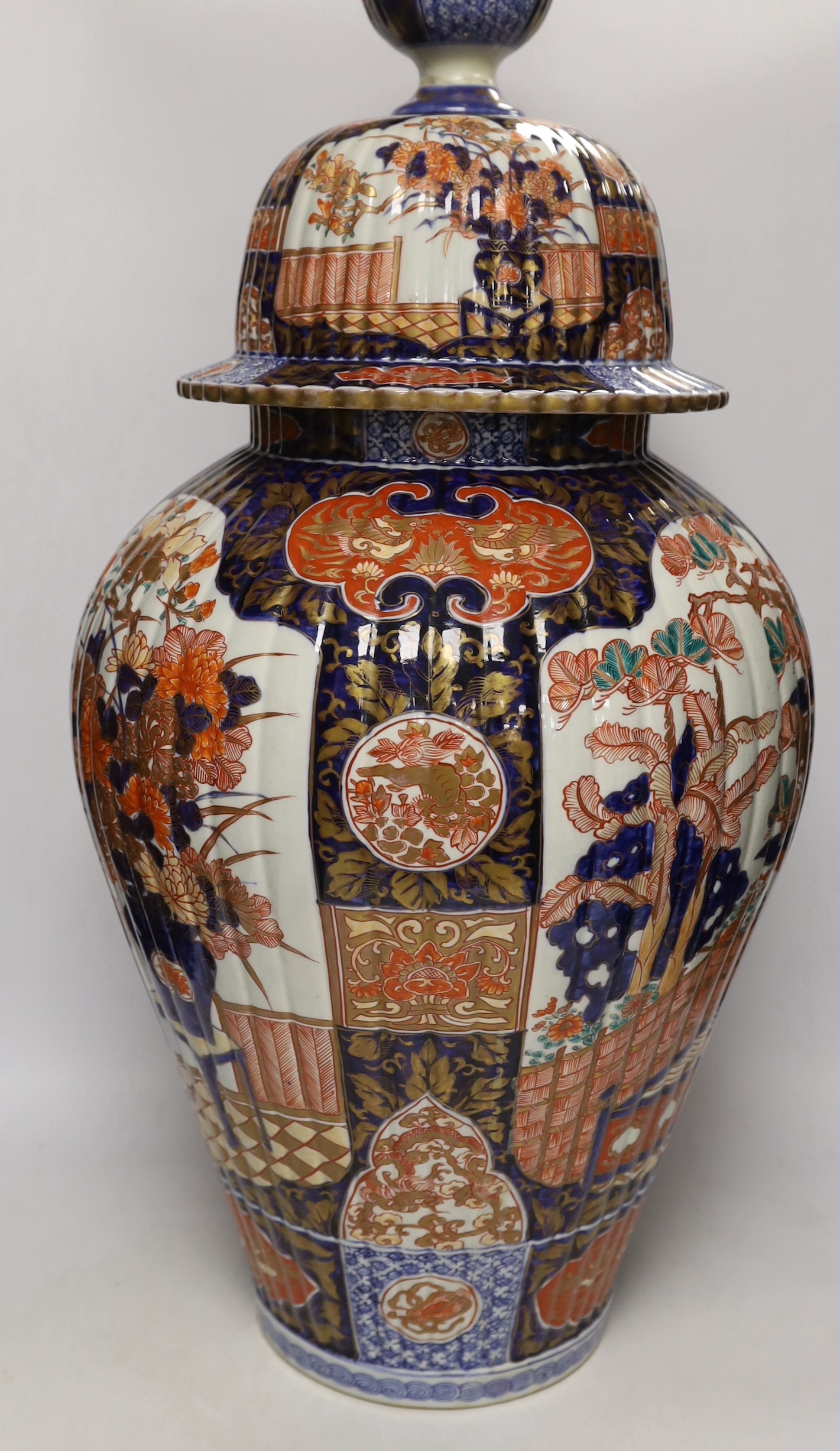 A large Japanese Imari vase and cover, 19th century, 70cm